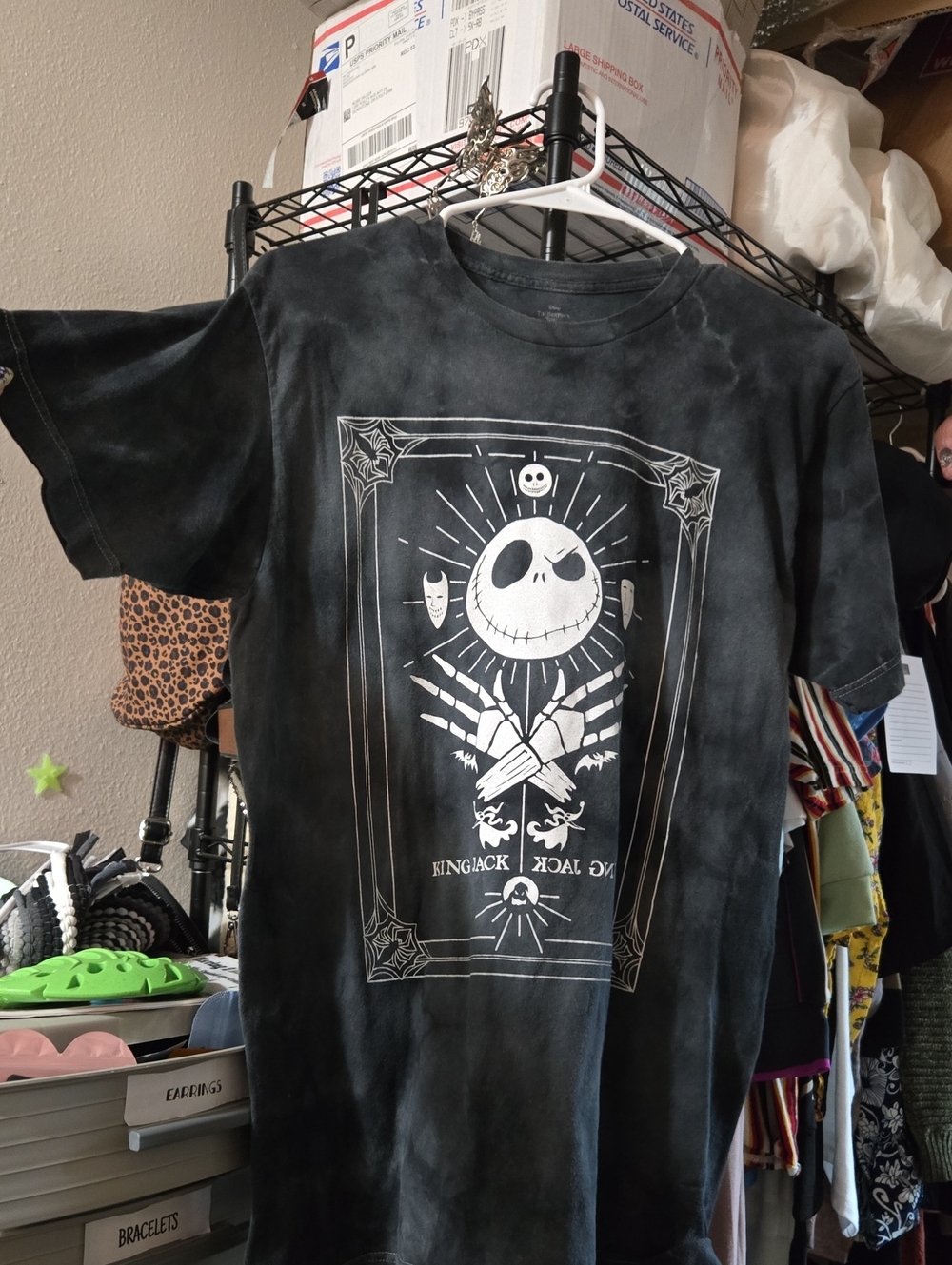 Disney Black Tie-Dye Jack Skellington Short Sleeve Tee
